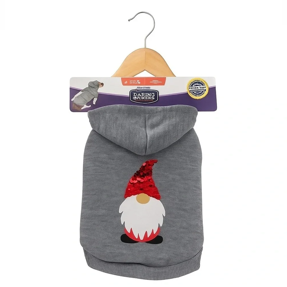 Dog Christmas Holiday NEW Grey Sequin Gnome Sweatshirts XS Size Charts in pics
